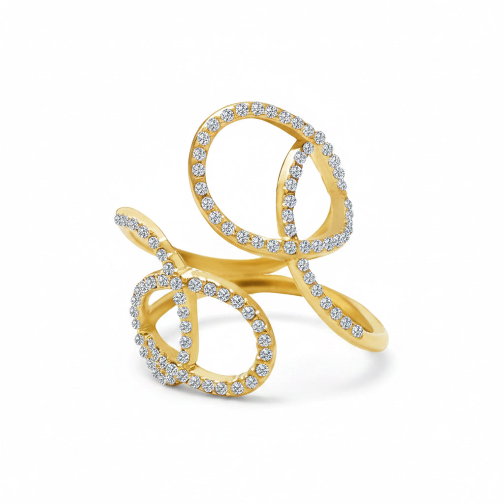 ANELLO INTRECCIATO CON STRASS - ORO