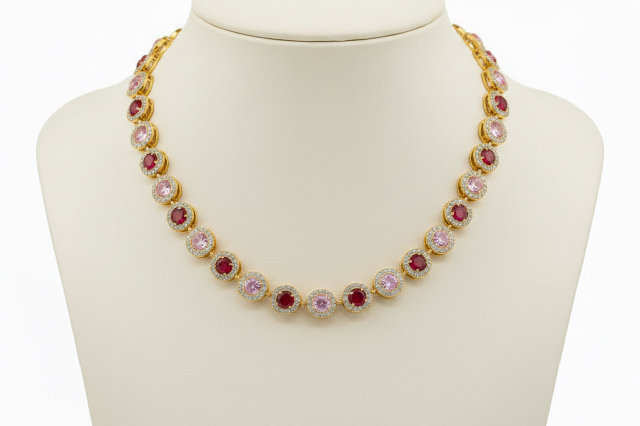 COLLANA CON ZIRCONI ROTONDI COLORATI