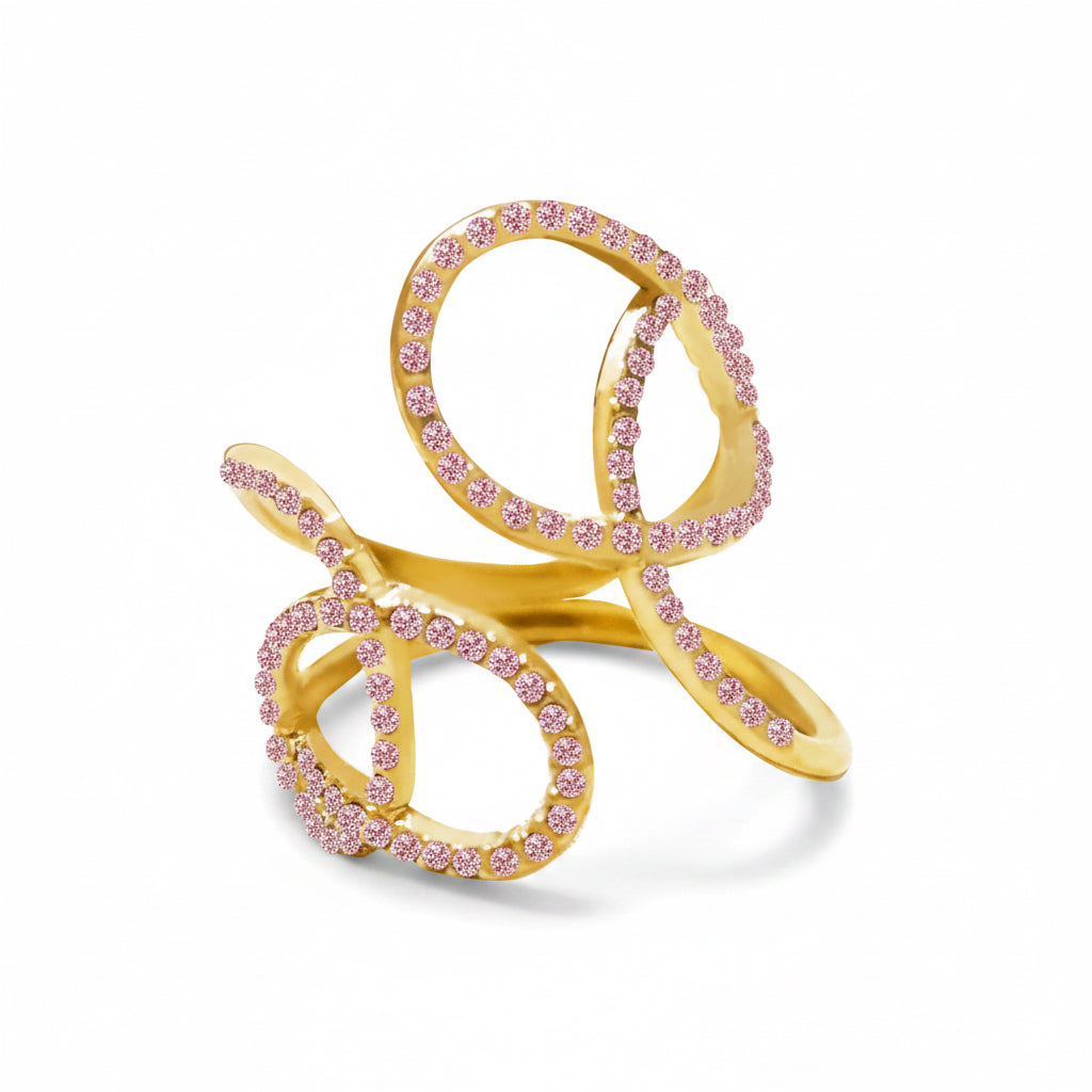 ANELLO INTRECCIATO CON STRASS - ORO